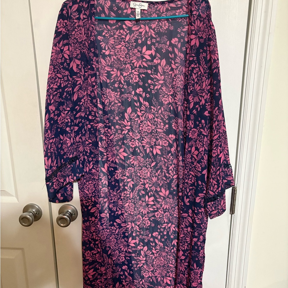 Pink and Blue Floral Duster/Shawl